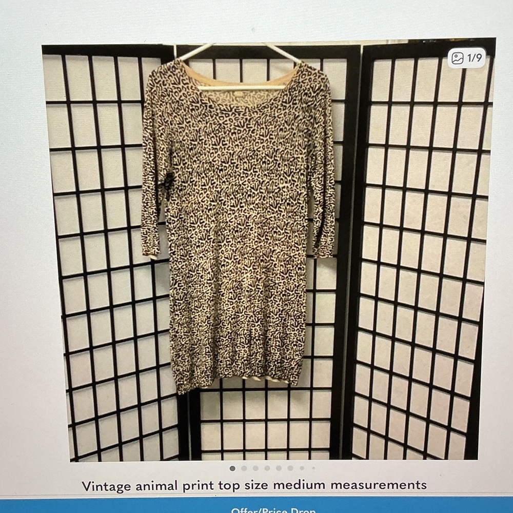 Animal Print Tunic Top in Beige and Black